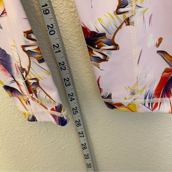 Vull Tie-dye tropical print palm lavender leggings full length hi Rise pockets S - Picture 5 of 9